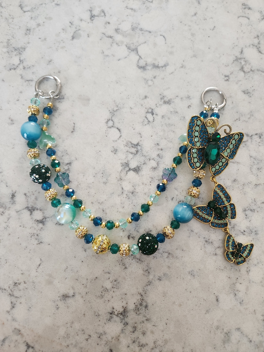 Teal & Gold Butterfly Charm